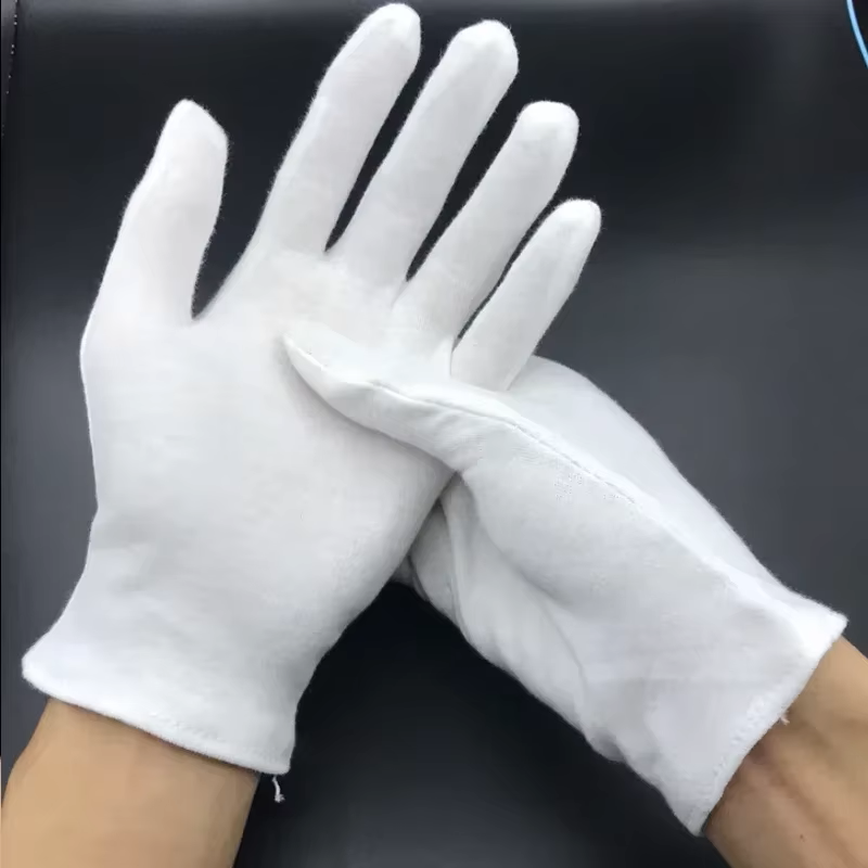 White Cotton High Stretch SPA Gloves For Coin Jewelry Silver Inspection - 6 Pair