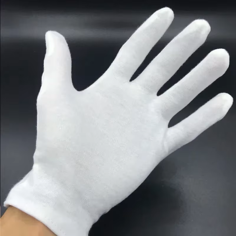 White Cotton High Stretch SPA Gloves For Coin Jewelry Silver Inspection - 6 Pair
