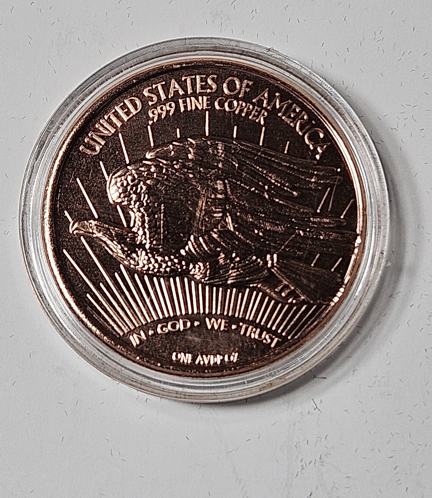 Saint Gaudens 1 oz Pure .999 Copper Round, 39mm Collectible Art Round with Black Velvet Display Box, Made in USA