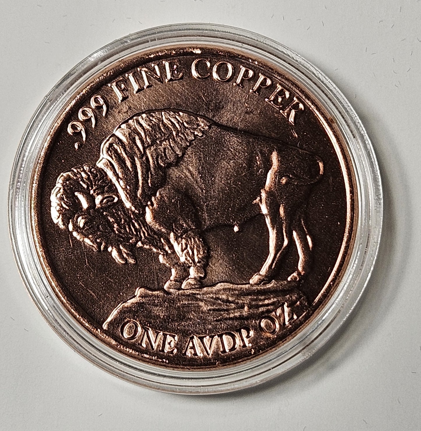 Buffalo Nickel Design 1 oz Pure .999 Copper Round, 39mm Collectible Art Round with Black Velvet Display Box