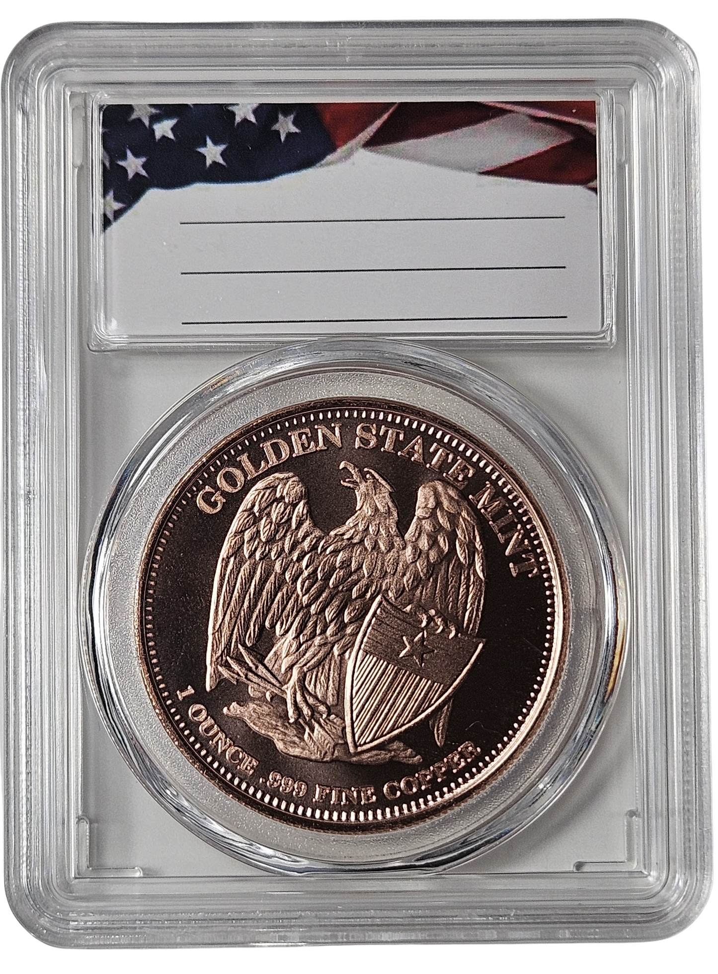 Indian Head Cent 1 oz .999 Fine Copper Round Bullion , Protective Acrylic Slab, 39mm Diameter