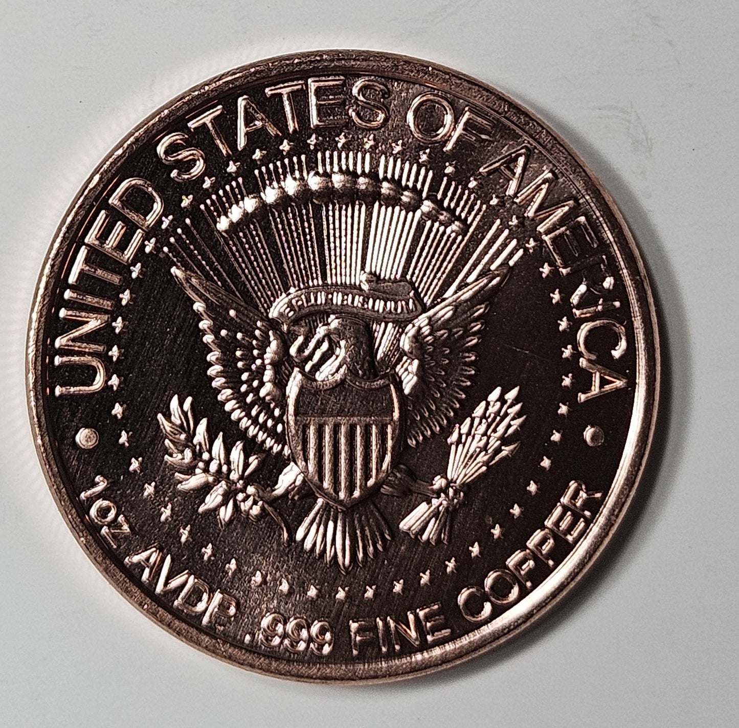 Kennedy Half Dollar Design 1 oz Pure .999 Copper Round, 39mm Collectible Art Round with Black Velvet Display Box