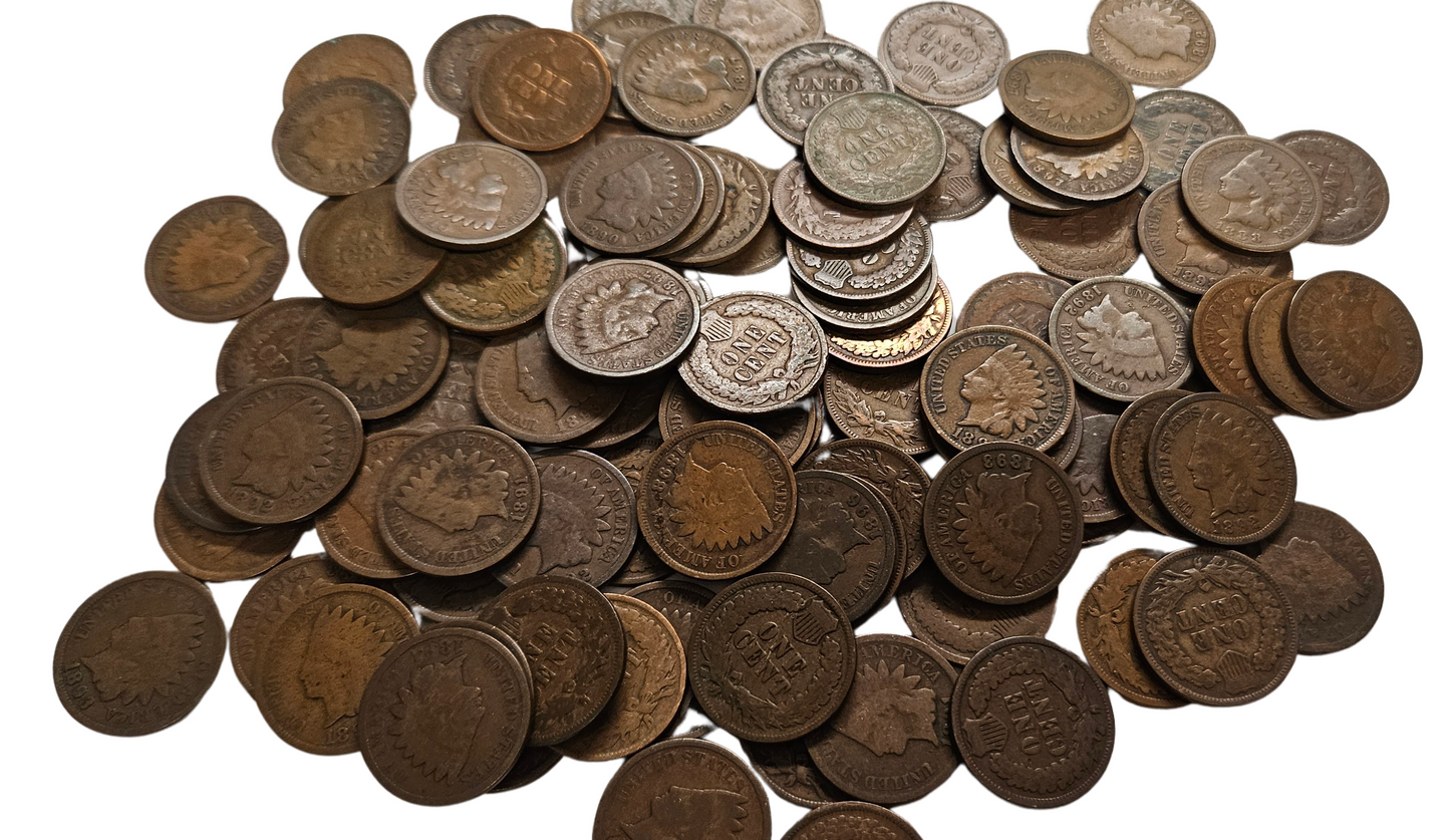 Lot of 10 Indian Head Cents in Good or Better Condition. All From 1800s