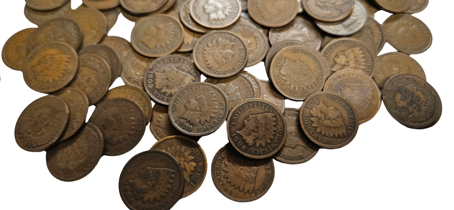 Lot of 10 Indian Head Cents in Good or Better Condition - All From 1900s