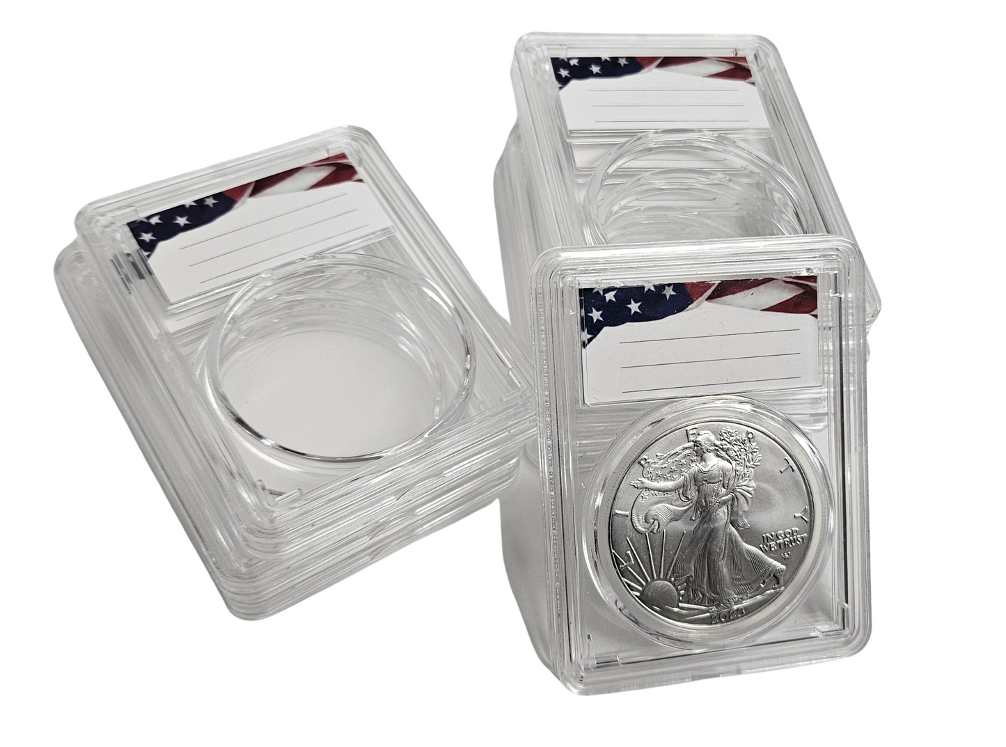 8-Pack Acrylic Coin Slab Holder w/ 40mm Translucent Sizing Ring for American Silver Eagles