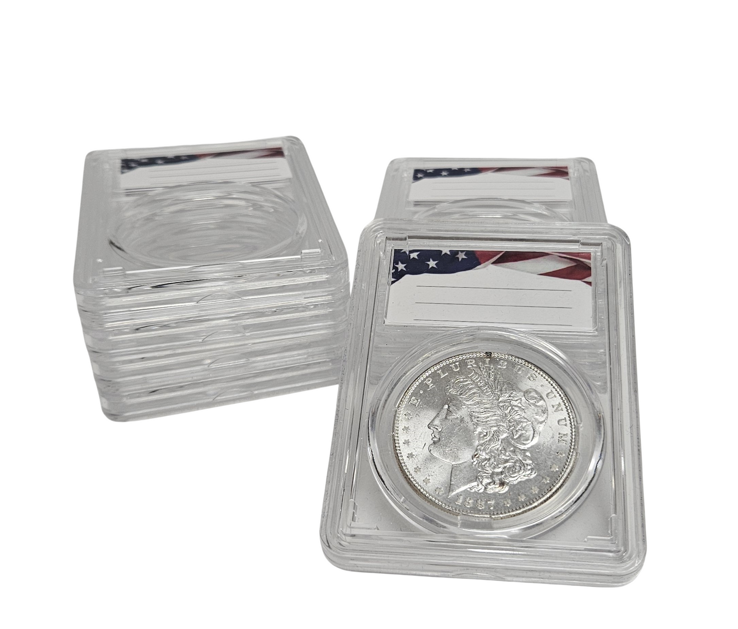 8-Pack Acrylic Coin Slab Holder w/ 38mm Translucent Sizing Ring for US Silver Dollars