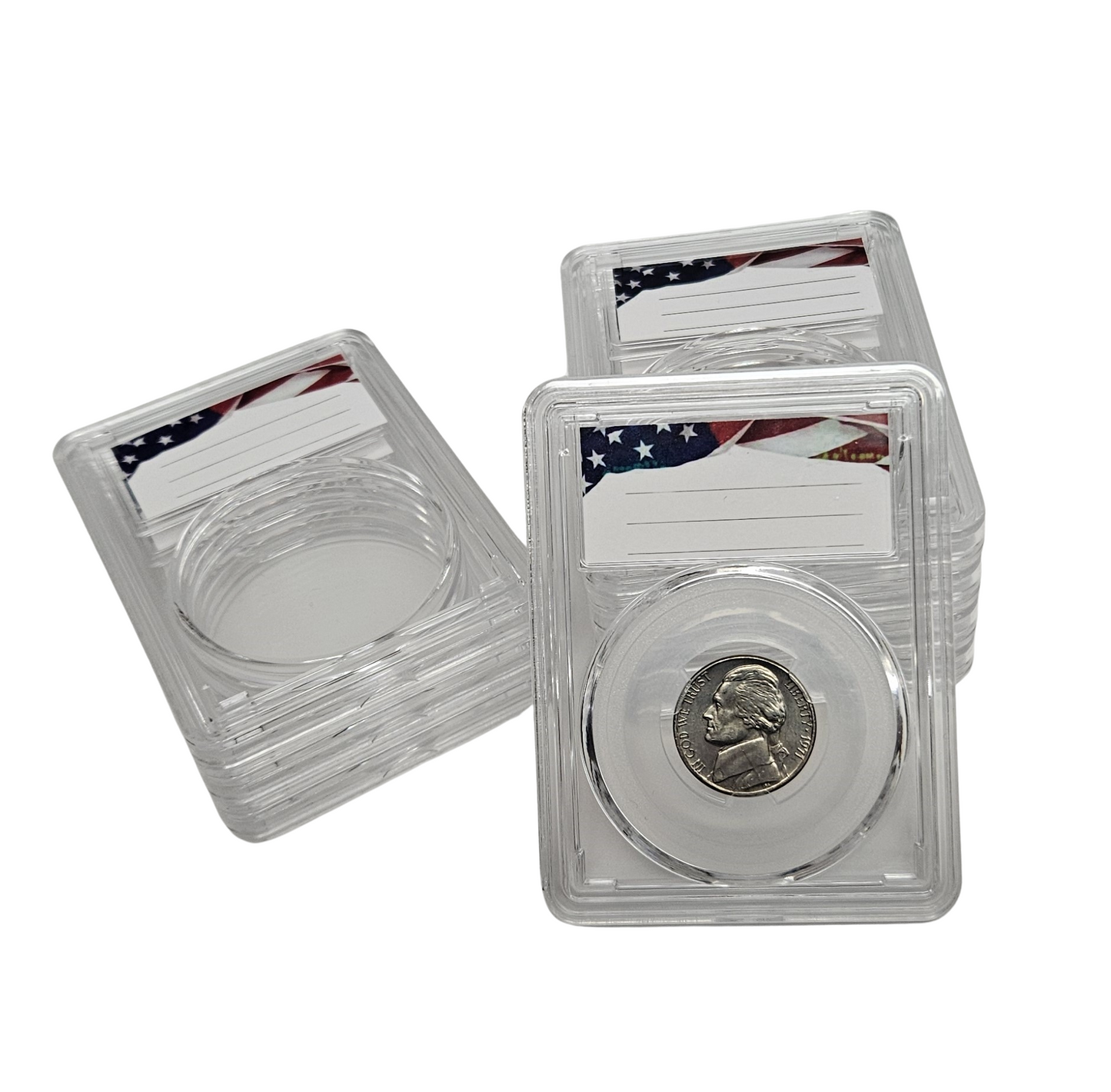 8-Pack Acrylic Coin Slab Holder w/ 21mm Translucent Sizing Ring for US Nickels