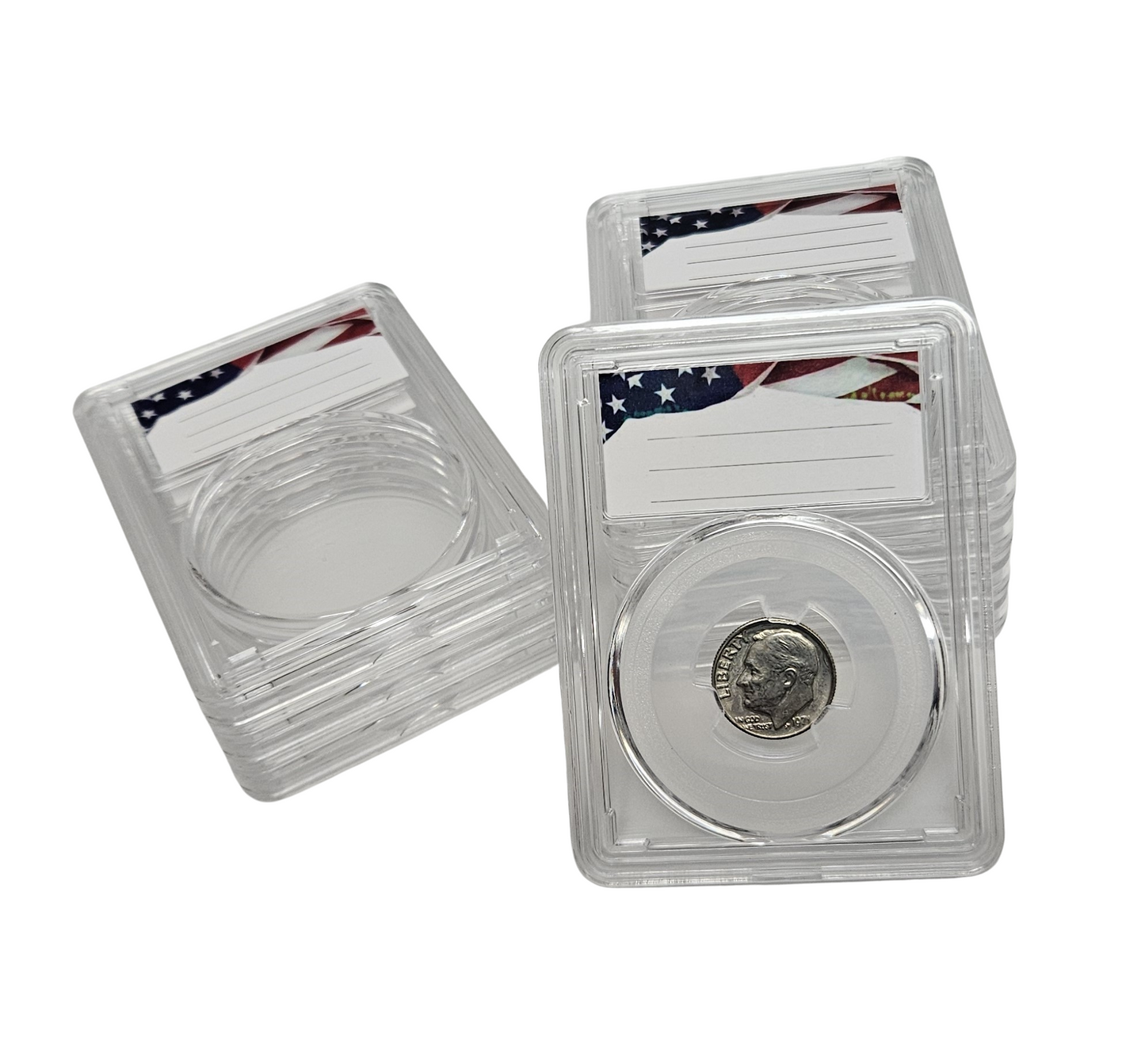 8-Pack Acrylic Coin Slab Holder w/ 18mm Translucent Sizing Ring for US Dimes