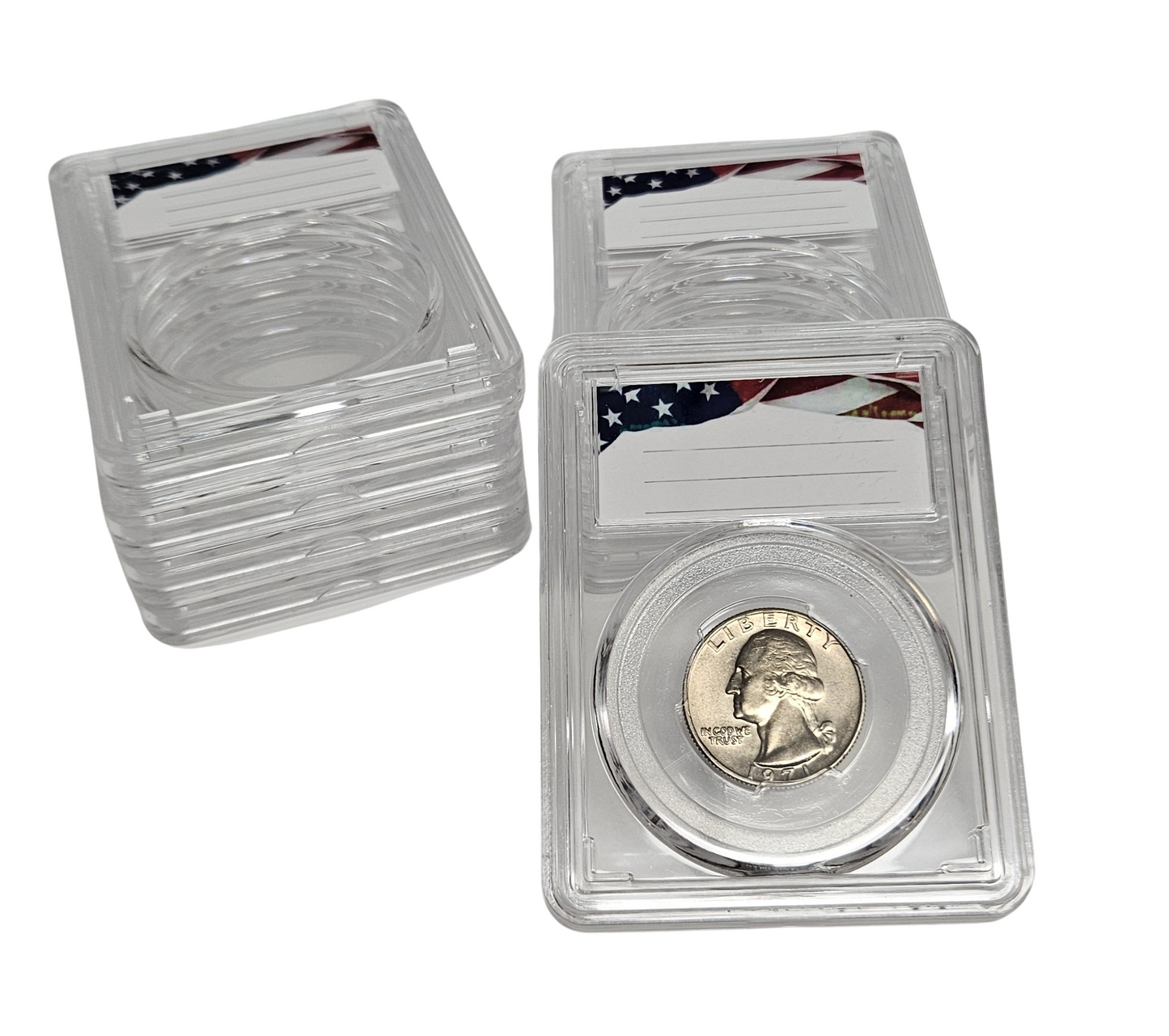 8-Pack Acrylic Coin Slab Holder w/ 24mm Translucent Sizing Ring for US Quarters