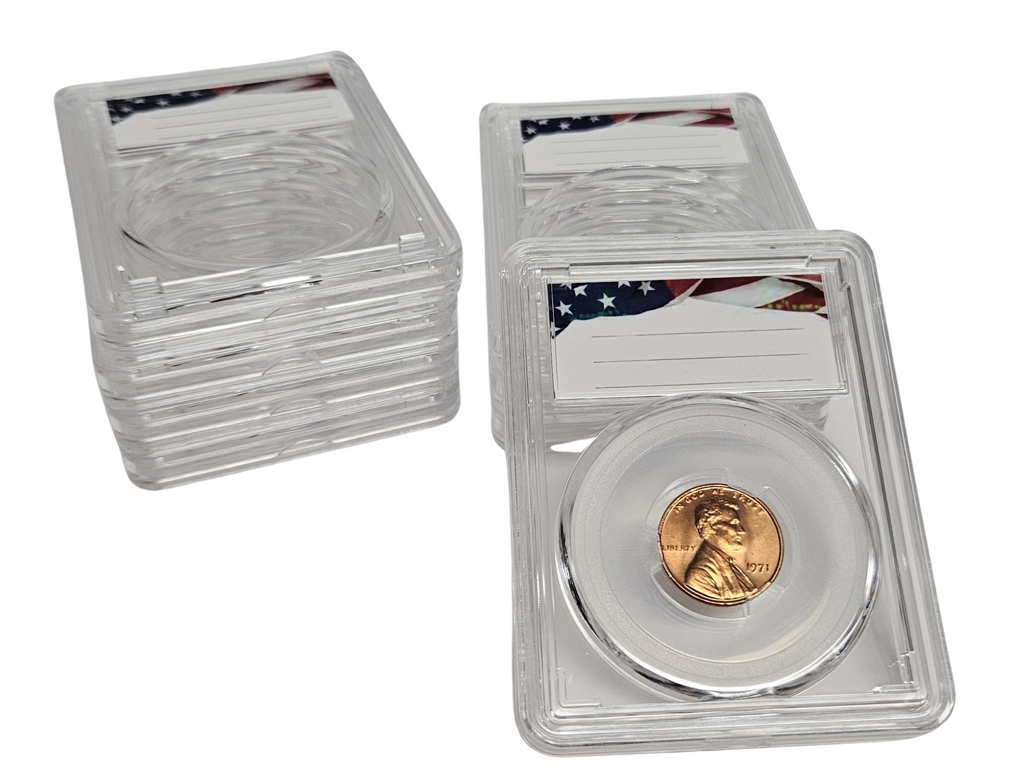 8-Pack Acrylic Coin Slab Holder w/ 19mm Translucent Sizing Ring for US Cents