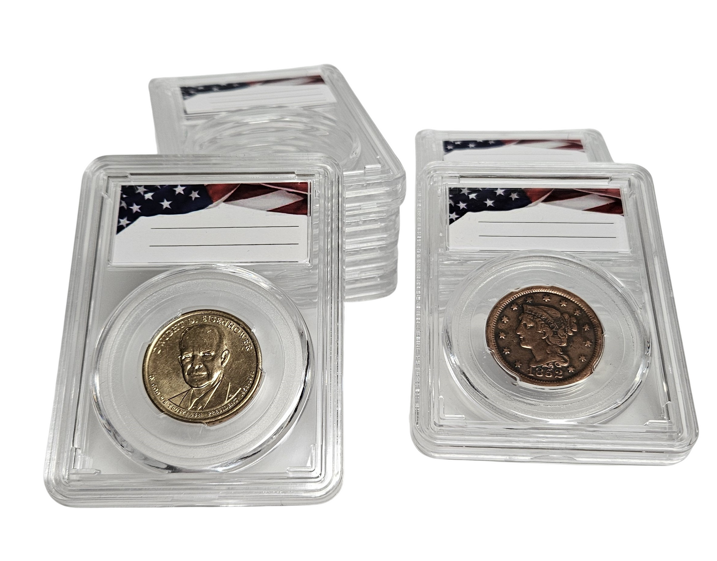 8-Pack Acrylic Coin Slab Holder w/ 26mm Translucent Sizing Ring for US Small Dollars & $10 Gold, Many Large Cents