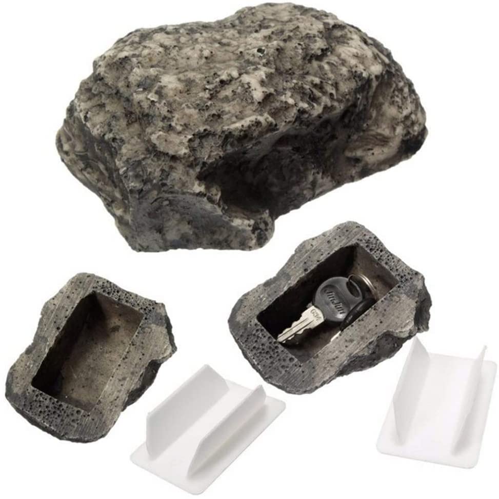 Hide-A-Spare Key Fake Rock - Looks, Feels & Weighs L Real Stone - Safe for Gardens, Yards, Geocaching - 2 Pack