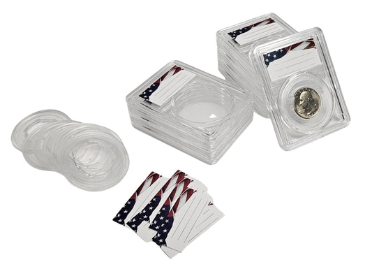 8-Pack Acrylic Coin Slab Holder w/ 24mm Translucent Sizing Ring for US Quarters