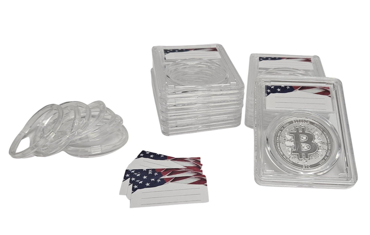 8-Pack Acrylic Coin Slab Holder w/ 39mm Translucent Sizing Ring for One Ounce Silver Rounds