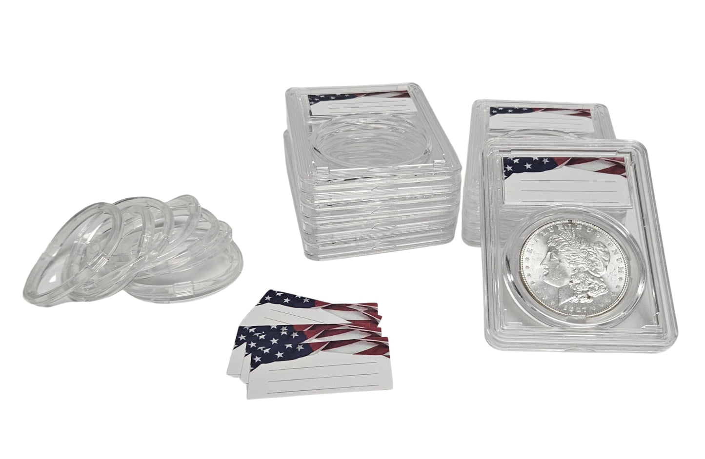 8-Pack Acrylic Coin Slab Holder w/ 38mm Translucent Sizing Ring for US Silver Dollars