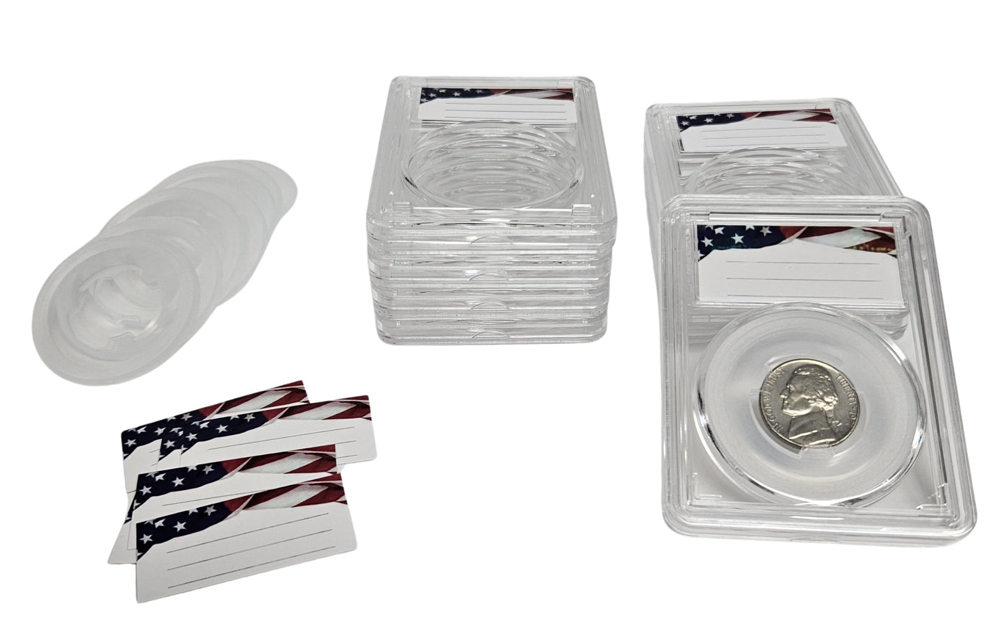 8-Pack Acrylic Coin Slab Holder w/ 21mm Translucent Sizing Ring for US Nickels