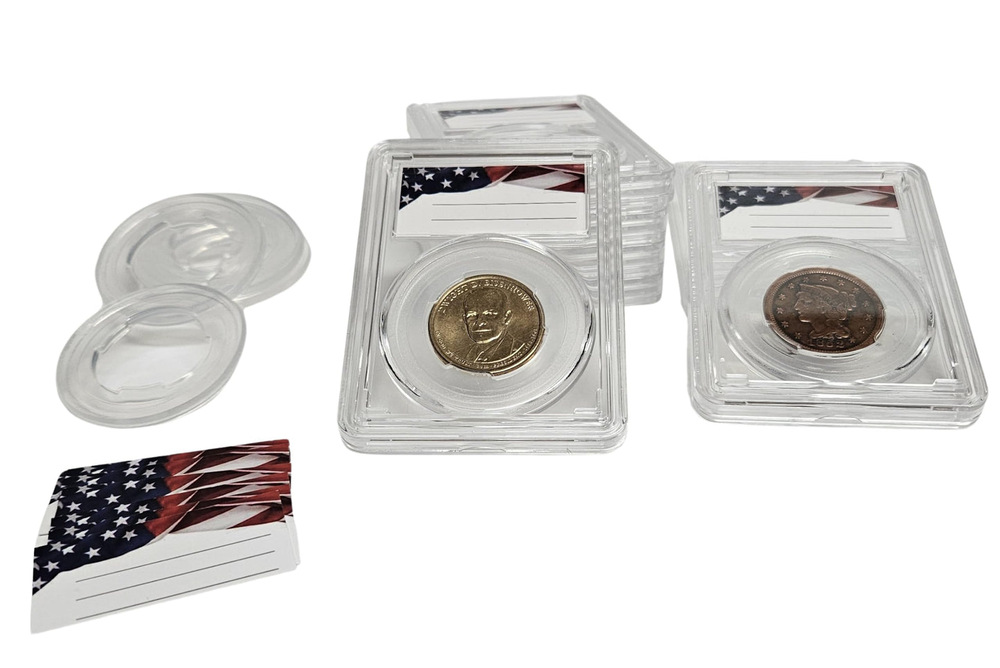 8-Pack Acrylic Coin Slab Holder w/ 26mm Translucent Sizing Ring for US Small Dollars & $10 Gold, Many Large Cents