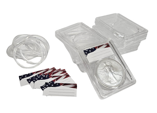 8-Pack Acrylic Coin Slab Holder w/ 40mm Translucent Sizing Ring for American Silver Eagles