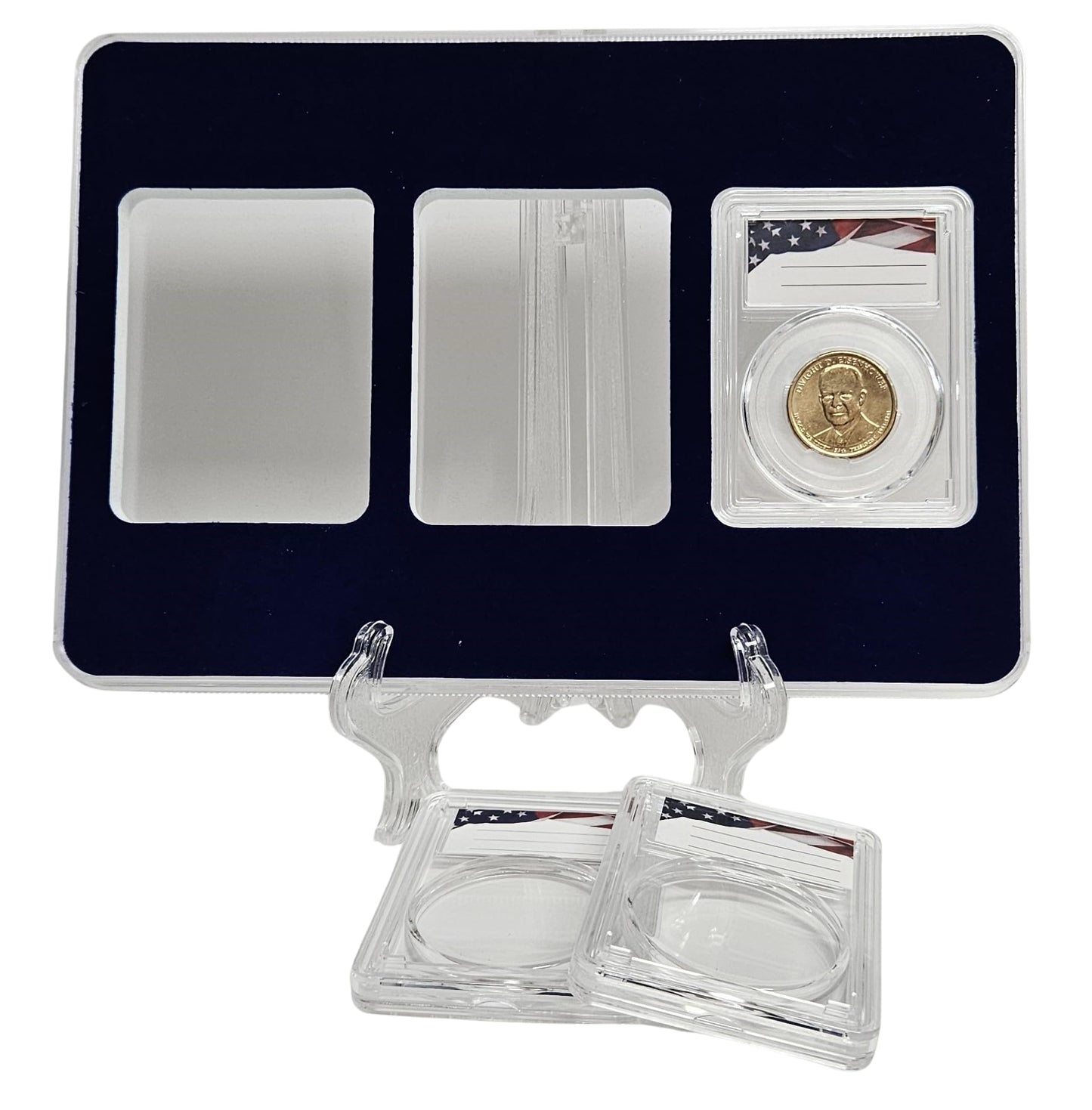 Acrylic Coin Display Storage Case for 3 US Small Dollars & $10 Gold - 3 Slab Holders w/ 26mm Translucent Inserts