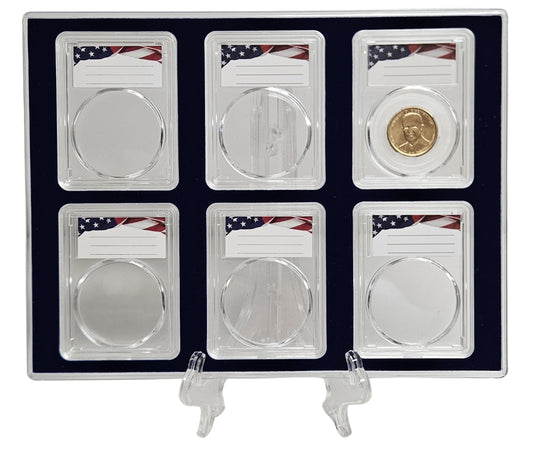 Acrylic Coin Display Storage Case for US Small Dollars - 6 Slab Holders w/ 26mm Translucent Inserts