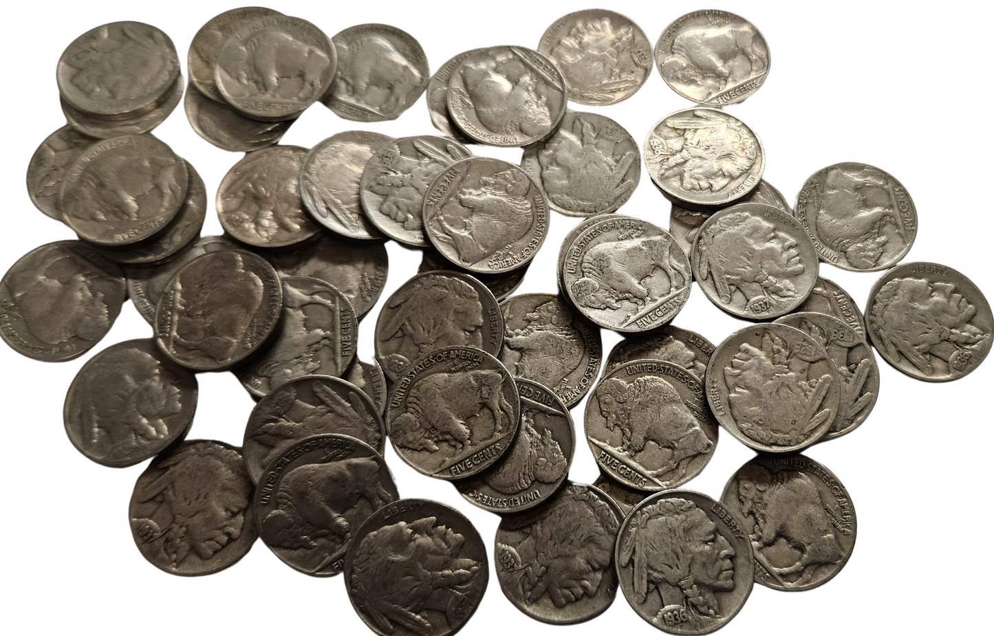 Lot of 10 Full Date Buffalo Nickels - Very Good to Extra Fine