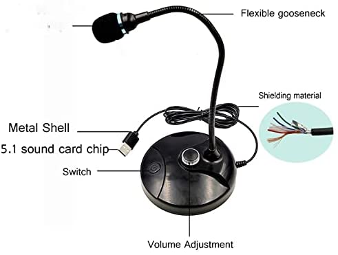 USB Computer Microphone w/ Mute/Volume Button,Plug&Play Condenser,Desktop, PC, Laptop, Mac, PS4 Mic LED Indicator -360 Gooseneck Design -Recording, YouTube, Gaming, Streaming (Omnidirectional)