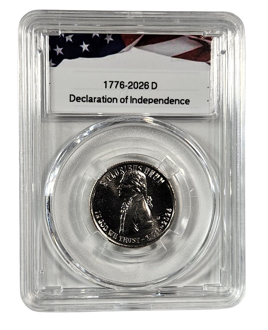 1776-2026 D Declaration of Independence Semiquincentennial Quarter, Uncirculated Collectible US Coin in Protective Acrylic Case | Semiquincentennial, Collectible US Coin, Protective Acrylic Case, Denver Mint