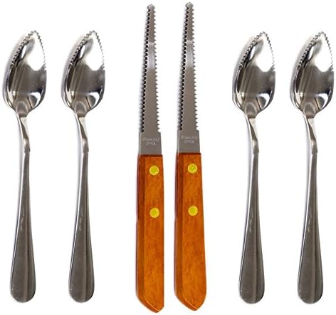 Set of 2 Grapefruit Knife & 4 Grapefruit Spoons Stainless Steel, Serrated Edges