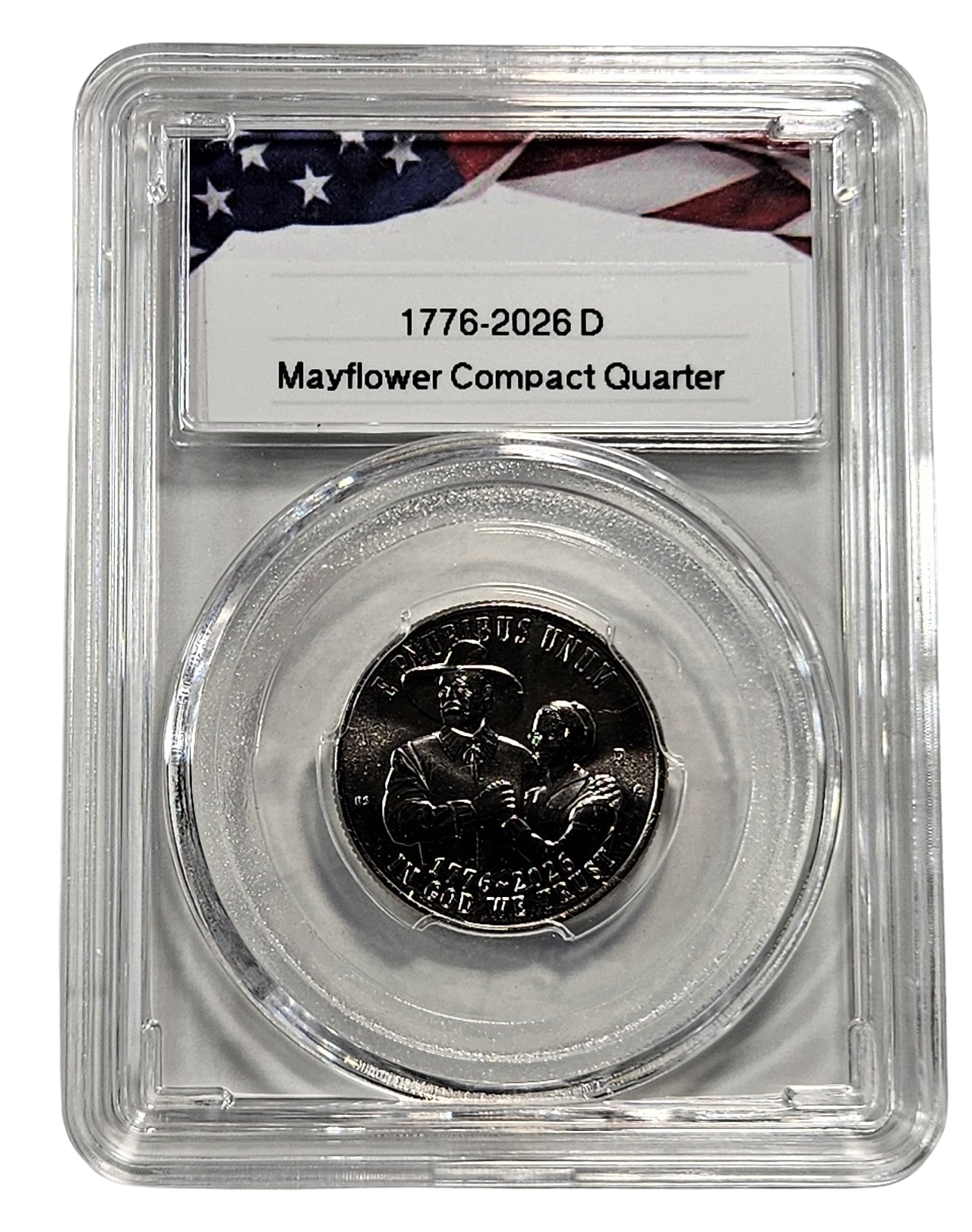 1776-2026 P & D Mayflower Compact Semiquincentennial Quarter Set, Uncirculated, Collectible US Coins in Protective Acrylic Cases