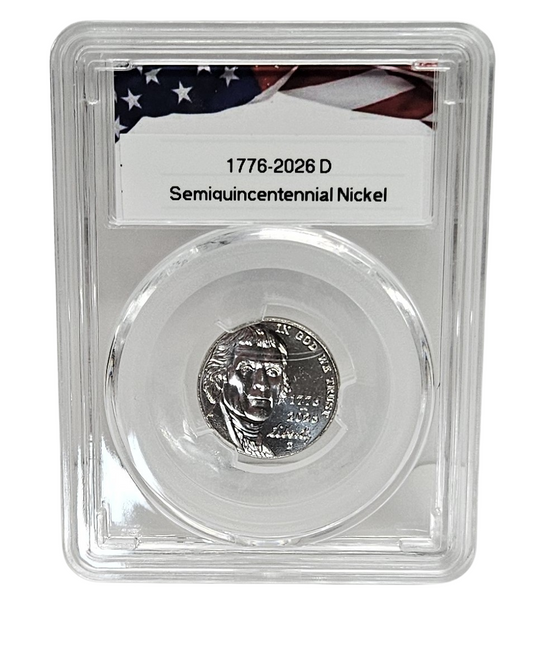 1776-2026 D Jefferson Semiquincentennial Nickel, Uncirculated in Protective Acrylic Case