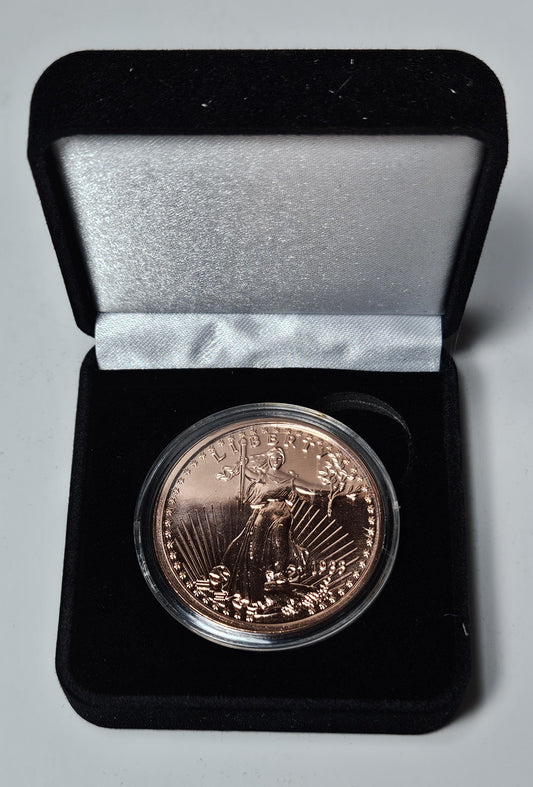 Saint Gaudens 1 oz Pure .999 Copper Round, 39mm Collectible Art Round with Black Velvet Display Box, Made in USA