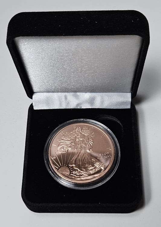 Walking Liberty Design 1 oz Pure .999 Copper Round, 39mm Collectible Art Round with Black Velvet Display Box