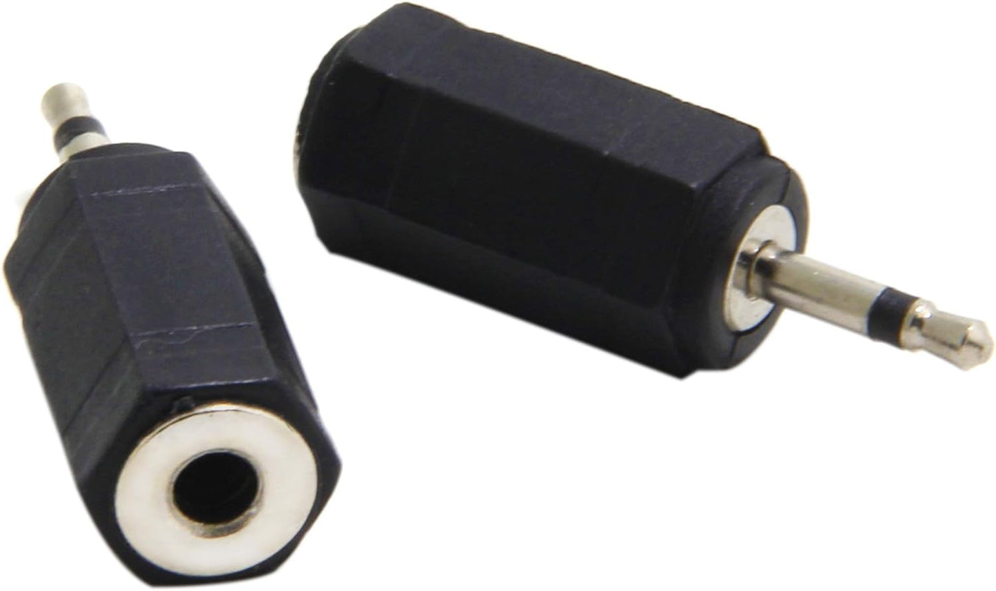 2.5mm Male to 3.5mm Female Mono Plug Adapter - 2 Pack