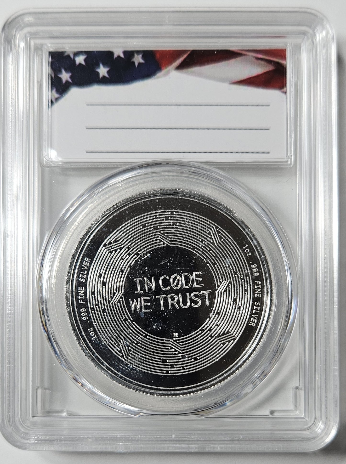 Bitcoin 1 oz .999 Fine Silver Commemorative Round in Slab Case  Cryptocurrency