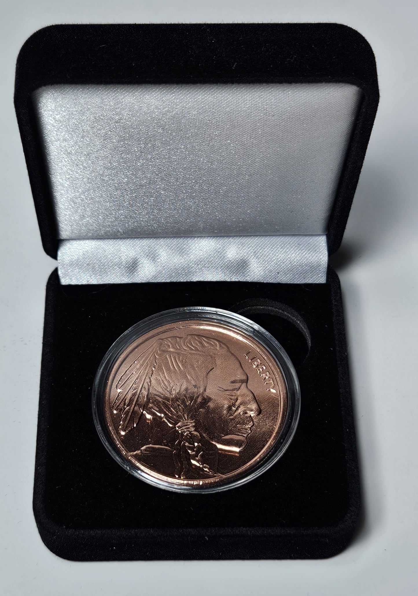 Buffalo Nickel Design 1 oz Pure .999 Copper Round, 39mm Collectible Art Round with Black Velvet Display Box