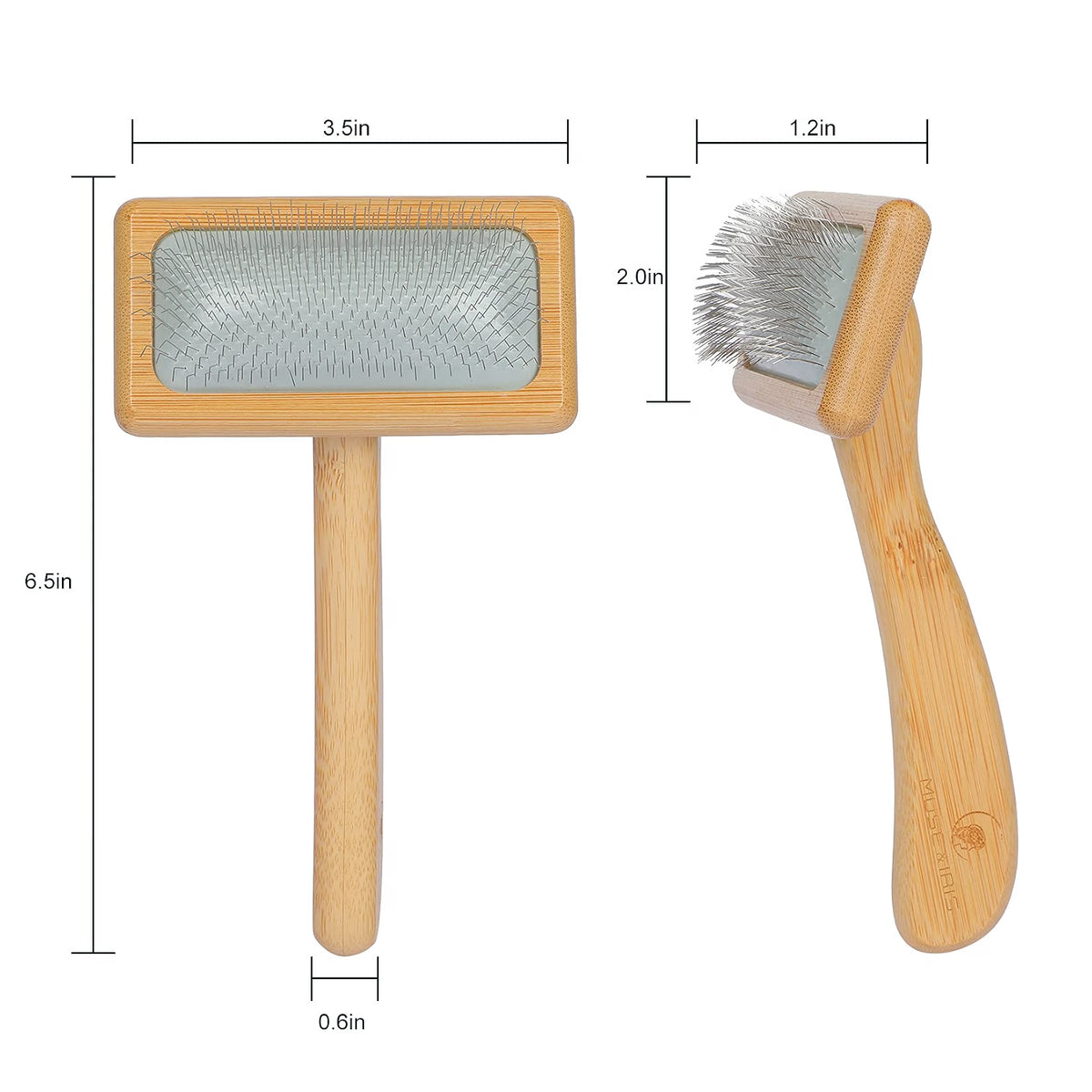 Muse & Iris Dog & Cat brush, Pet Slicker Brush with Bamboo Handle for Large Medium & Short Hair Elegant Grooming Comb for Removing Shedding, Tangles and Dirt