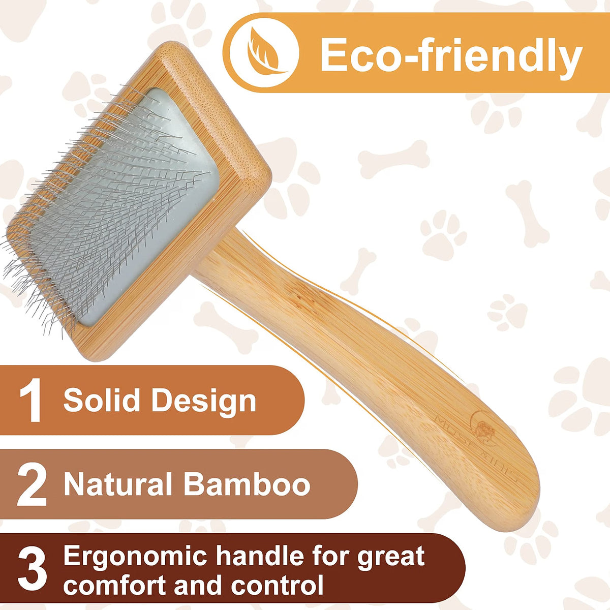 Muse & Iris Dog & Cat brush, Pet Slicker Brush with Bamboo Handle for Large Medium & Short Hair Elegant Grooming Comb for Removing Shedding, Tangles and Dirt