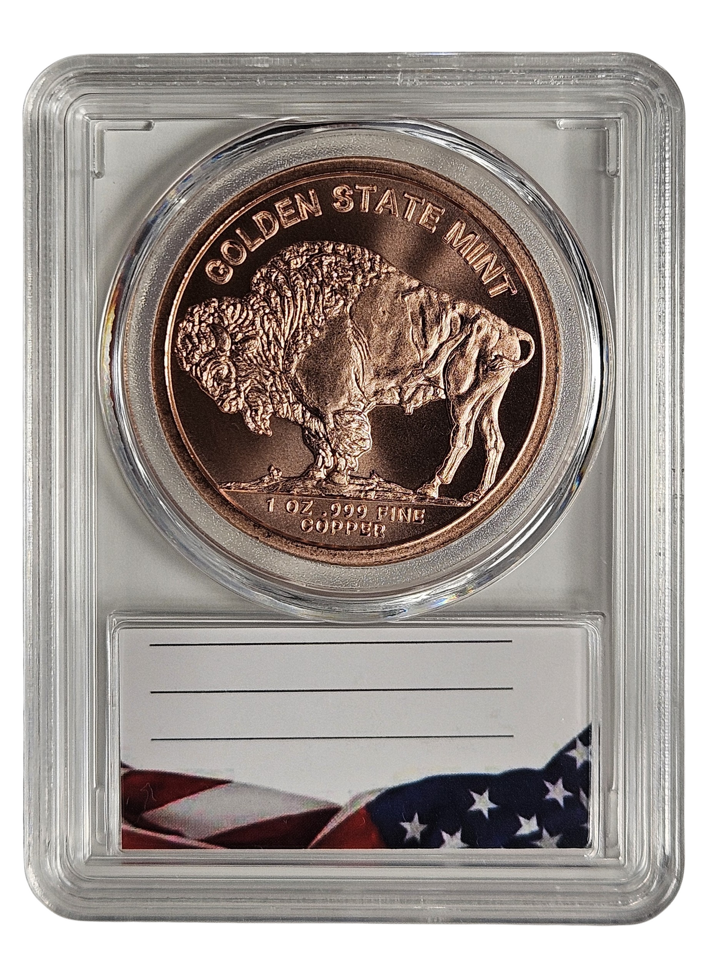 Indian/Buffalo Nickel 1 oz .999 Fine Copper Round, Protective Acrylic Display Case, 39mm Diameter