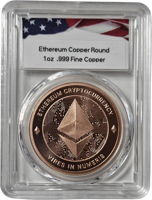 1 oz Pure .999 Copper Ethereum Round Challenge Coin Cryptocurrency