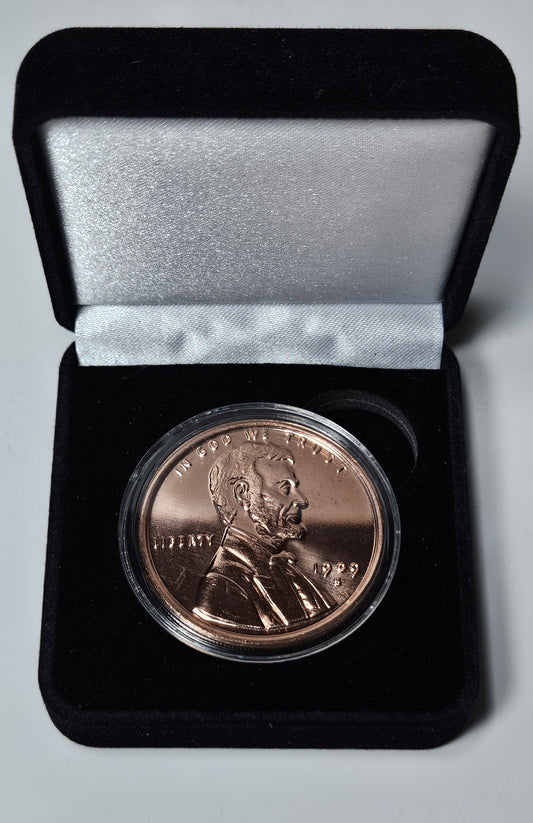 1909 S VDB Lincoln Wheat Cent Design 1 oz Pure .999 Copper Round, 39mm Collectible Art Round with Black Velvet Display Box