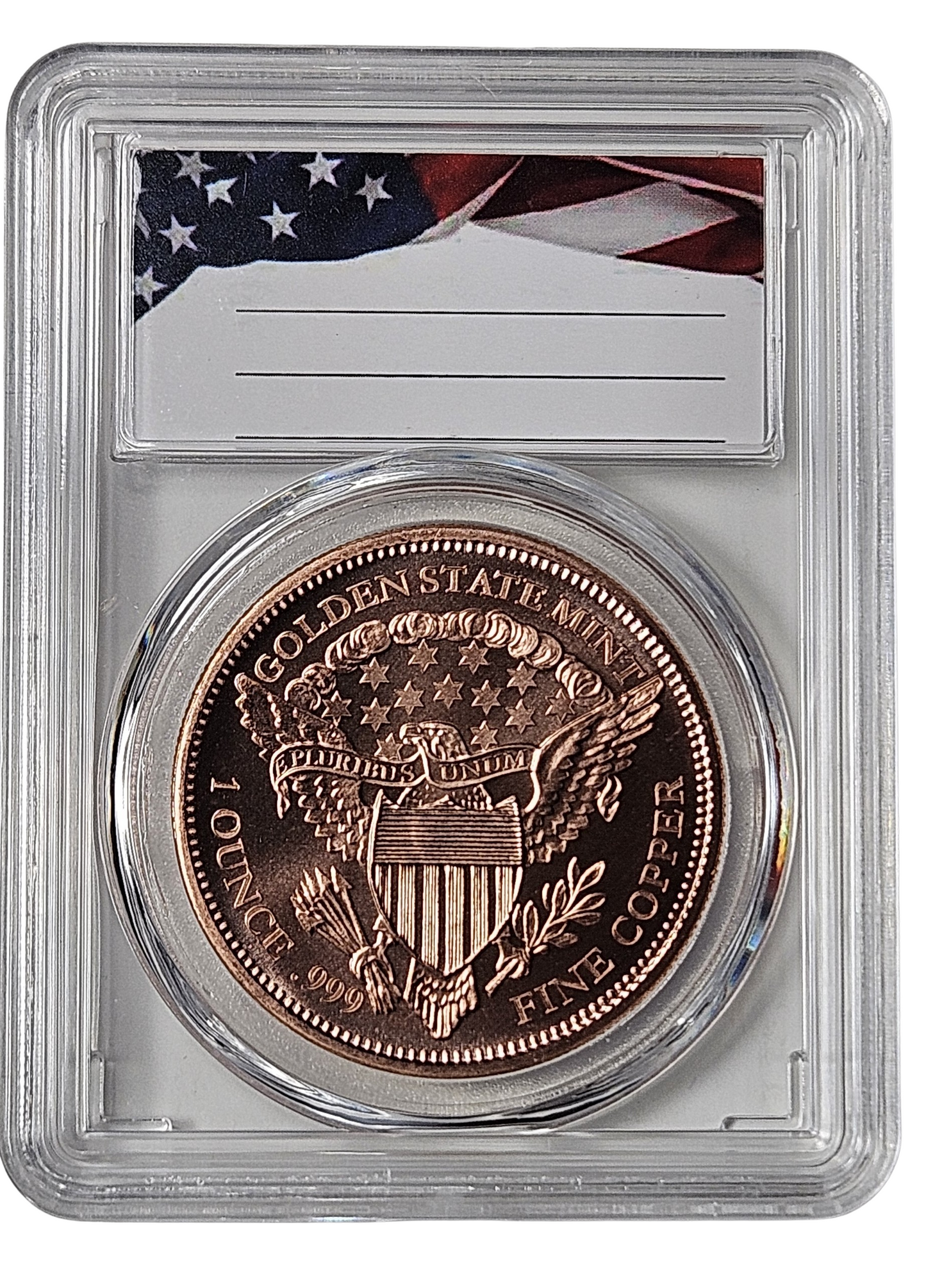 Saint Gaudens 1 oz Pure .999 Copper Round Bullion in Acrylic Slab