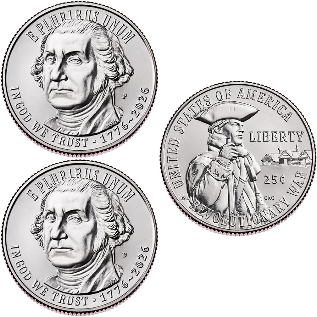 1776-2026 Revolutionary War Semiquincentennial Quarter Set, P & D Mint, Uncirculated, in Protective Acrylic Cases